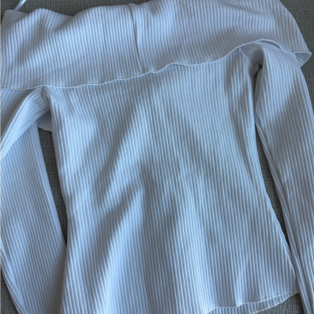Zara Ribbed White Zip-Up Top - Picture 4 of 4